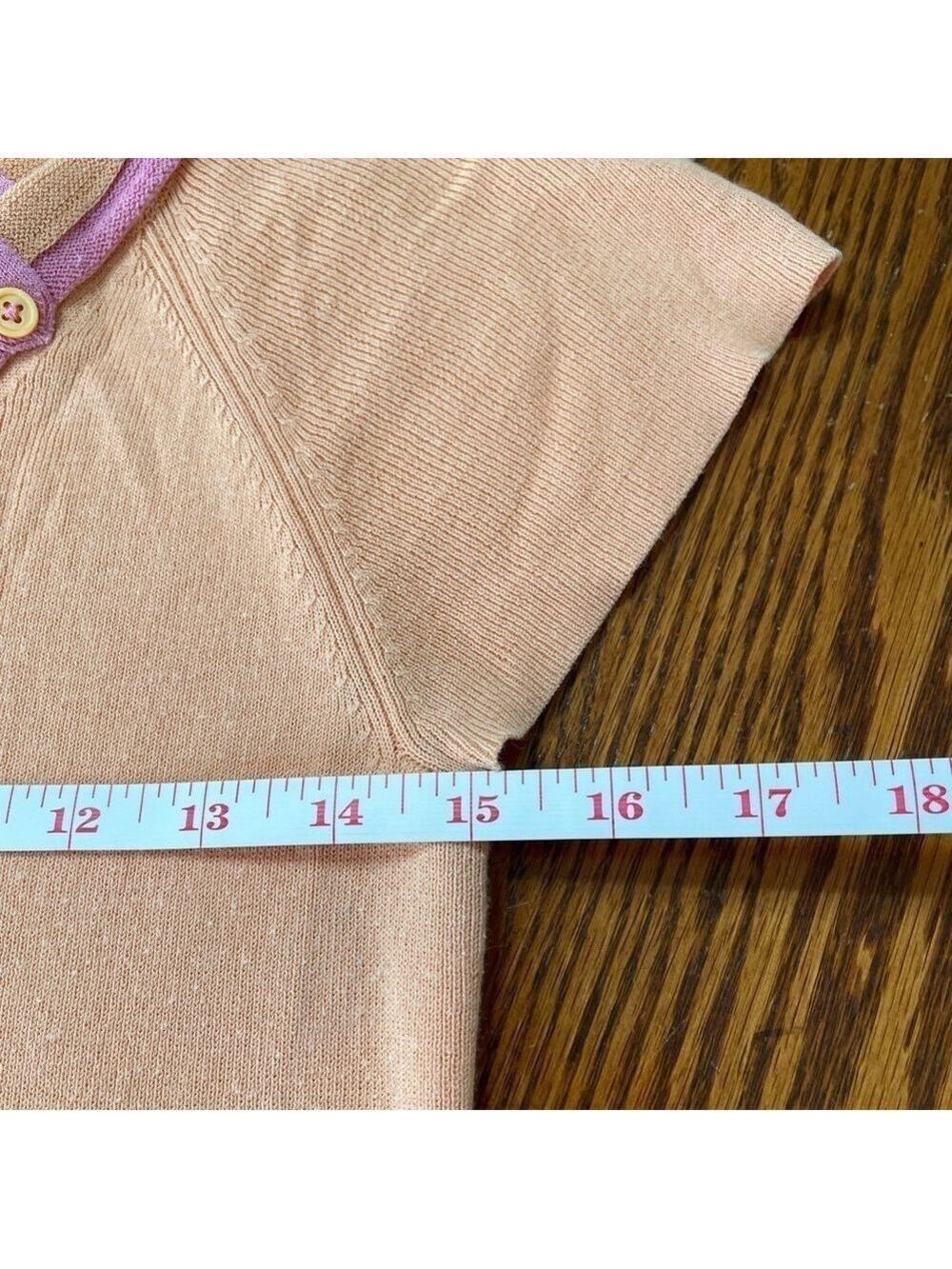 Sigrid Olsen Short Sleeve Top Peach & Pink Size SP Vintage Y2K - Picture 10 of 12